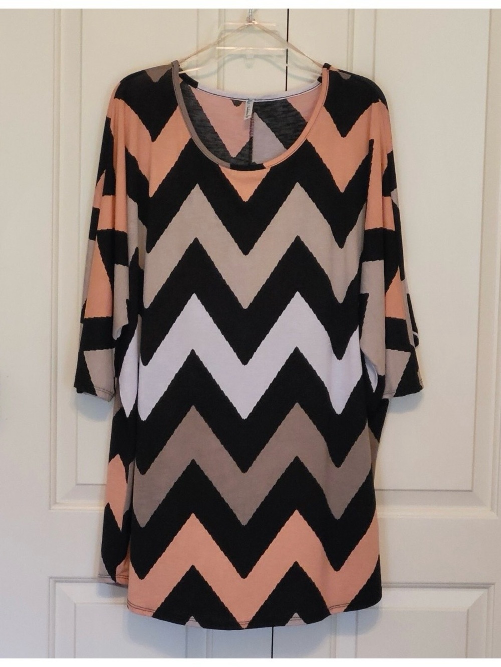 Chevron Tunic Dress Black, Blush, Taupe, White